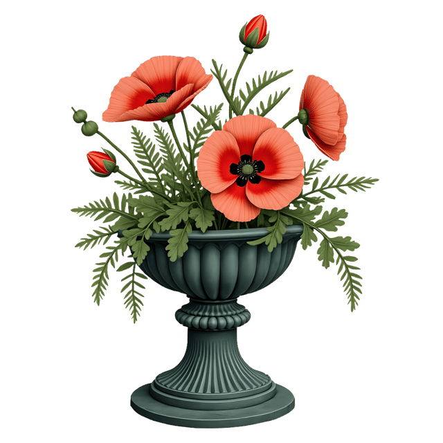 Free transparent PNG: Floral Marble Pedestal with Poppies PNG Clipart  Elegant Design Element for Floral Arrangements  Decor