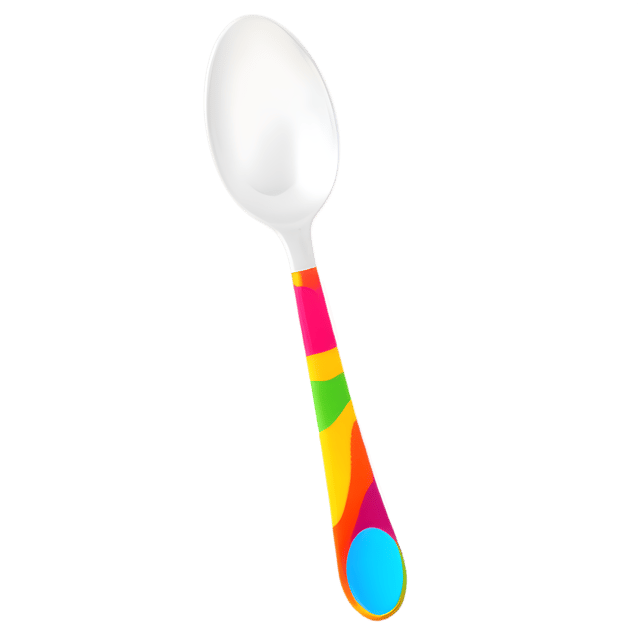 Free transparent PNG: Silver Spoon with Colorful Handle PNG Transparent Background for Kitchenware and Tableware Design