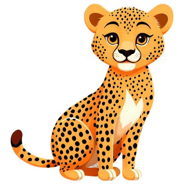 Free transparent PNG: Cute Cartoon Cheetah Illustration for Nursery Decor and Kids' Crafts