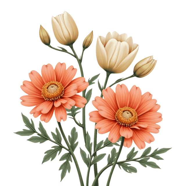 Free transparent PNG: Copper Chrysanthemums with Ivory Tulips  Floral Clipart, free download png