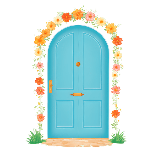 Free transparent PNG: Floral Door Cottage PNG with Transparent Background for Nursery and Crafting