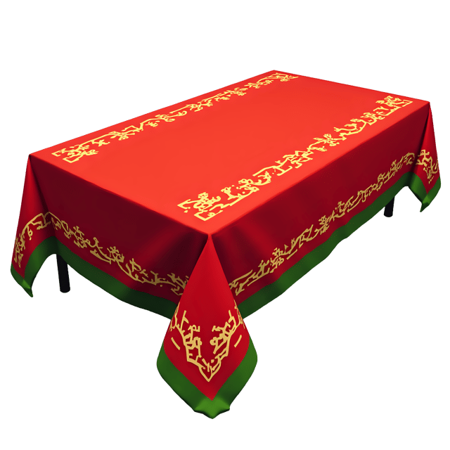 Free transparent PNG: Red Holiday Tablecloth with Green and Gold Accents PNG