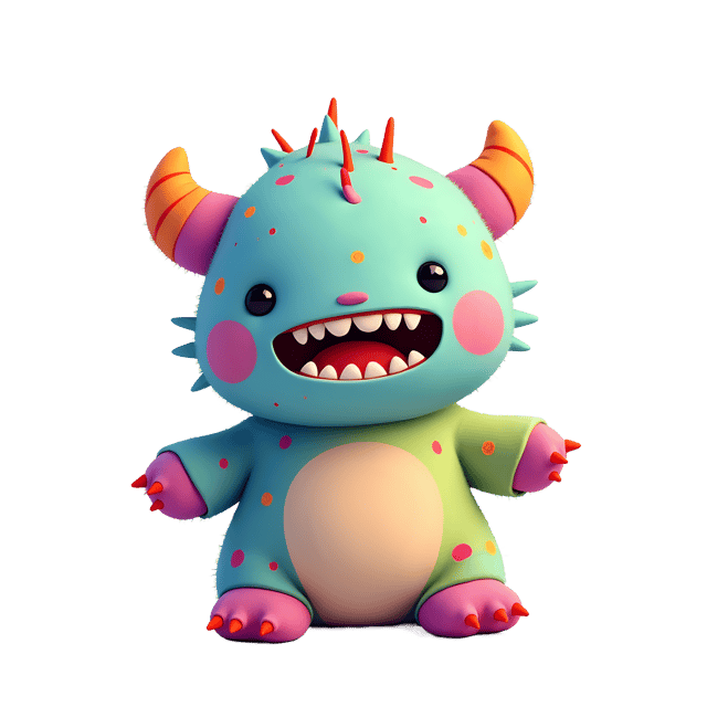 Free transparent PNG: Colorful Huggable Monster Doll PNG with Transparent Background