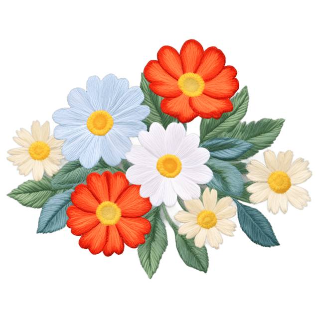 Free transparent PNG: Floral Embroidery PNG with Transparent Background for Artistic Design