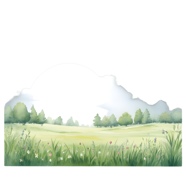 Free transparent PNG: Quaint Meadow with Soft Morning Light PNG Illustration for Nursery and Nature Decor