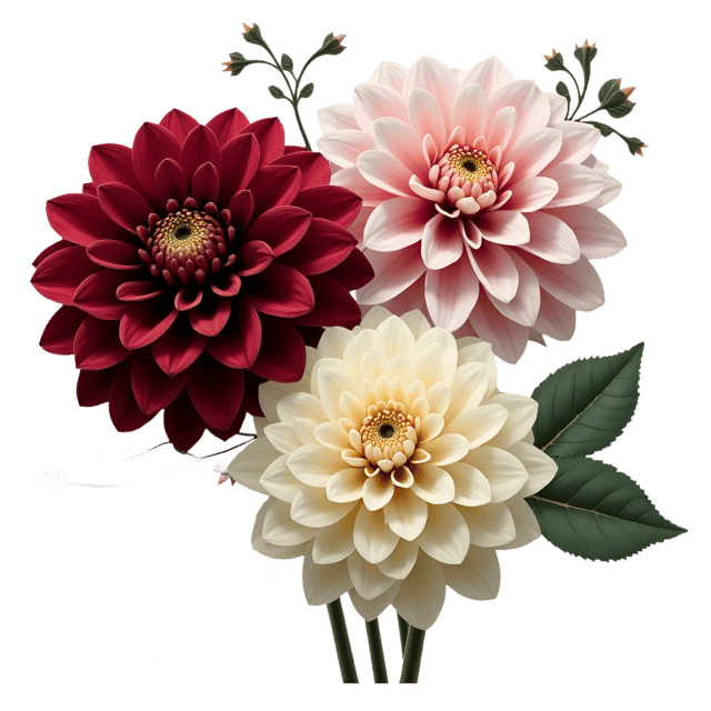 Free transparent PNG: Deep Burgundy Dahlias with Cream Hydrangeas  Floral Clipart, free png download