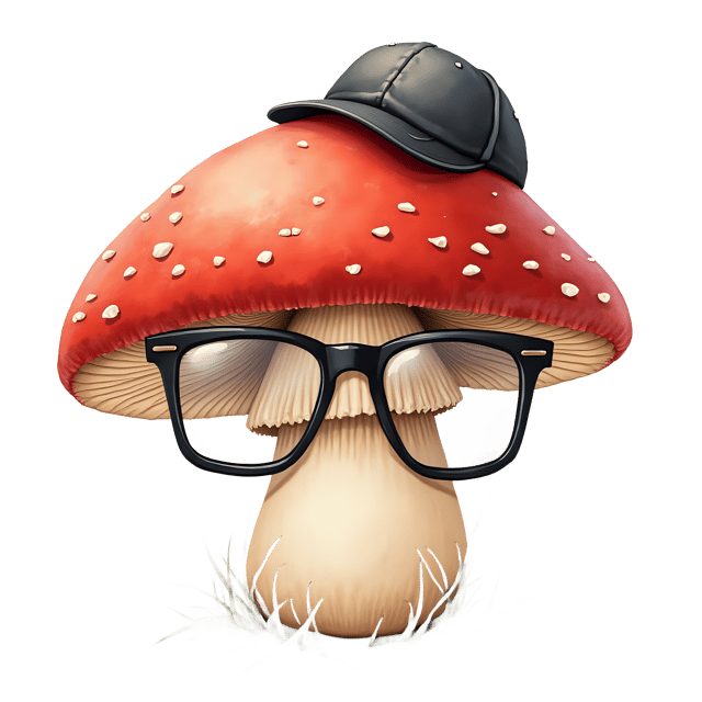 Free transparent PNG: Mushroom with Glasses and Cap Transparent Background PNG