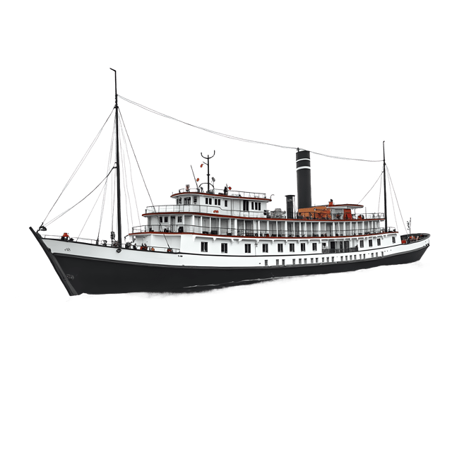 Free transparent PNG: Steamboat Pencil Drawing with Transparent Background for River Scene Art