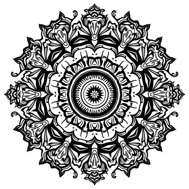 Free transparent PNG: Symmetrical Mandala with Paisley Design and Ornate Borders