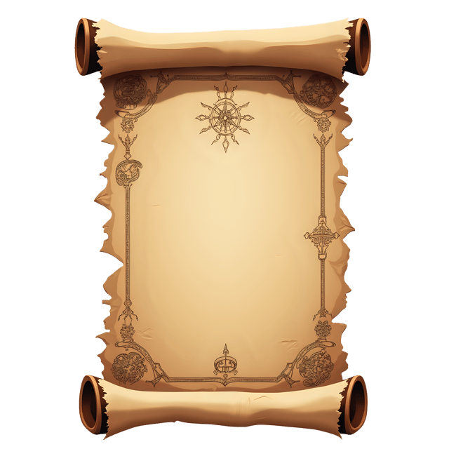 Free transparent PNG: Faded Parchment Scroll with Ancient Runes and Celestial Symbols PNG