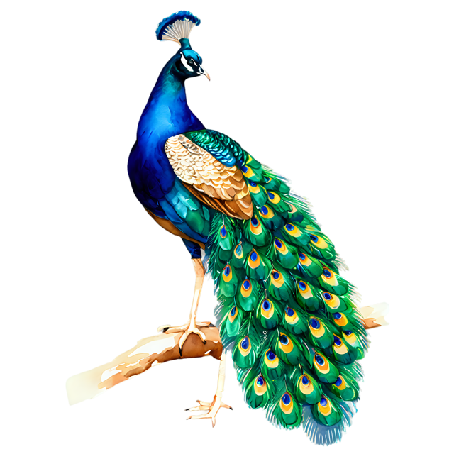 Free transparent PNG: Peacock Watercolor Illustration – Transparent PNG for Artistic Projects