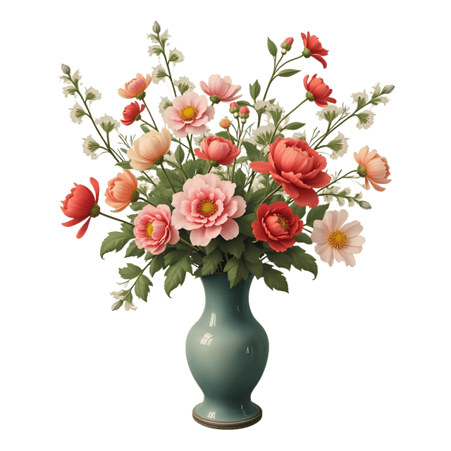 Free transparent PNG: Vintage Still Life with Flowers and Vase PNG Clipart  Perfect for Artistic Projects  Decor