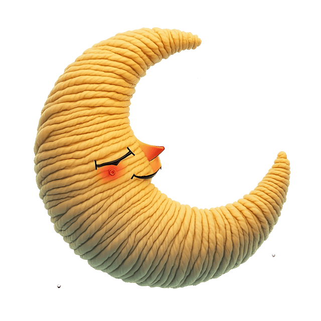 Free transparent PNG: Soft Yarn Moon with Friendly Stitches PNG for Crafting and Decor