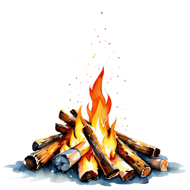 Free transparent PNG: Watercolor Campfire Scene Transparent PNG – Gentle Illustration for Decor and Crafts