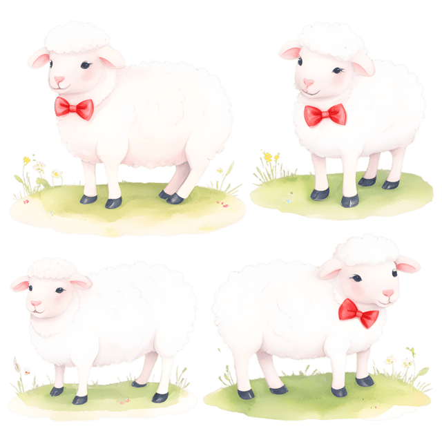 Free transparent PNG: Adorable Sheep with Bow Ties PNG