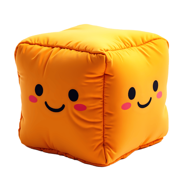 Free transparent PNG: Sunny Orange Plush Cube with Warm Smile PNG