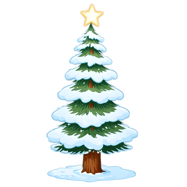 Free transparent PNG: Evergreen Tree with Snow Glowing Effect PNG