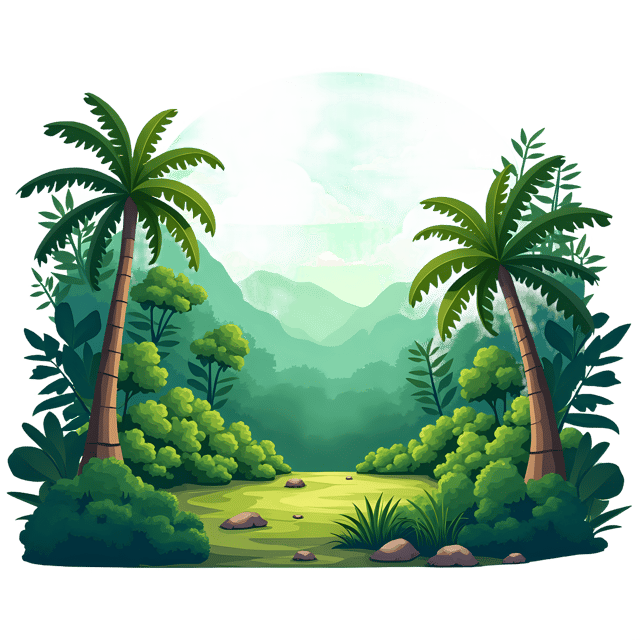 Free transparent PNG: Lush Jungle Landscape PNG  Perfect for Nature Designs, Crafts  Decor