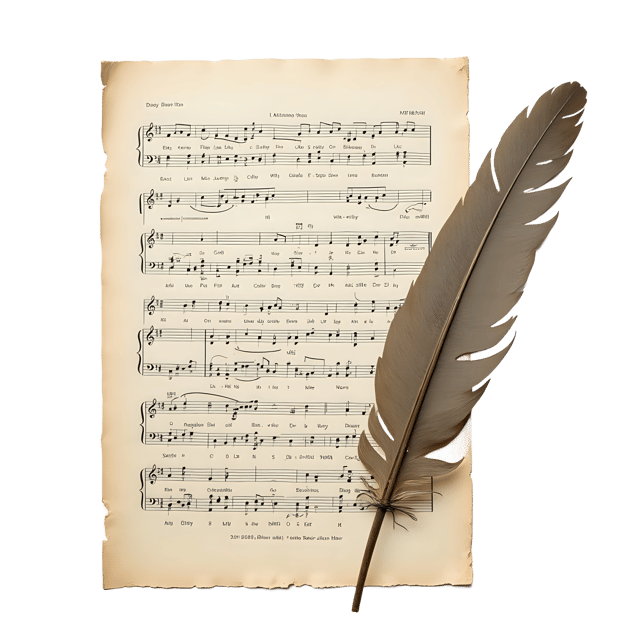 Free transparent PNG: Vintage Writing Feather and Music Sheet  Classic Clipart, free png download