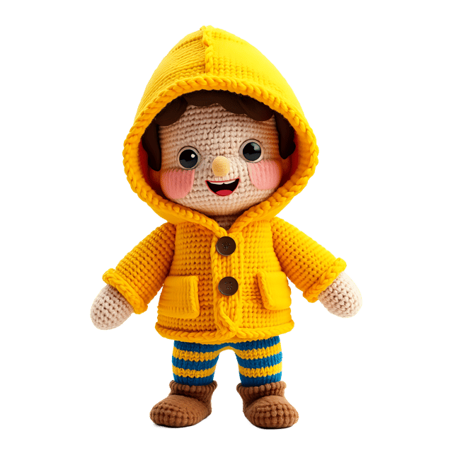 Free transparent PNG: Yellow Raincoat Jolly Knitting Design with Striped Leggings PNG
