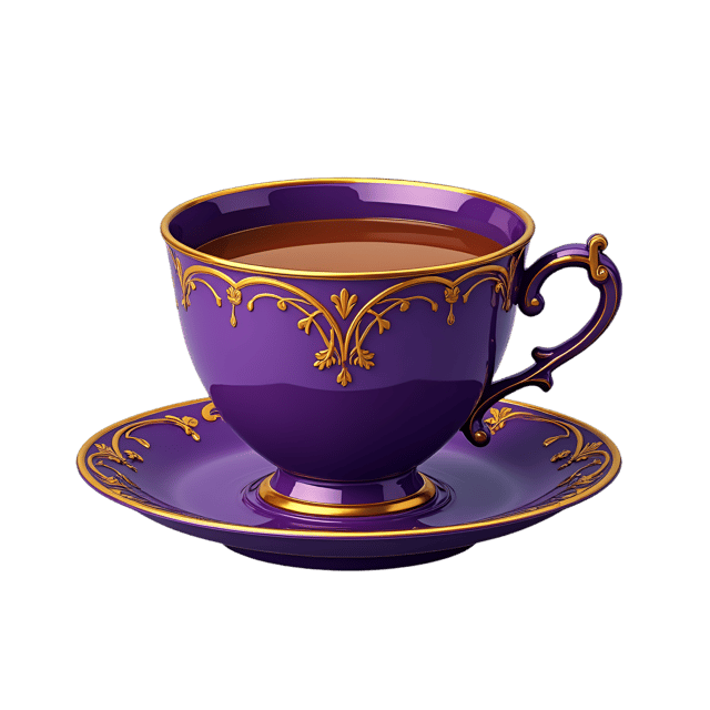 Free transparent PNG: Royal Purple Tea Cup  Elegant Clipart, free golden scroll design png download