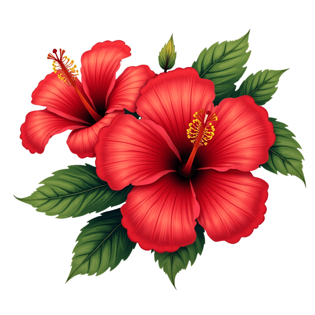 Free transparent PNG: Glossy Red Hibiscus Flower Illustration with Tropical Charm