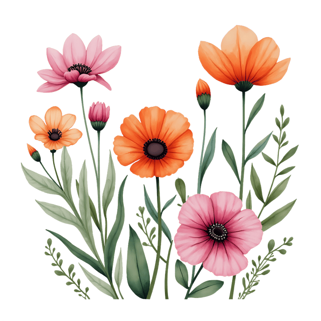 Free transparent PNG: Boho Whimsical Flowers  Free PNG Download for Creative Projects