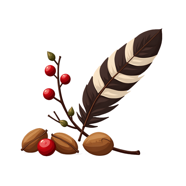 Free transparent PNG: Striped Bird Feather with Dried Berries  Nature Clipart, free transparent png download