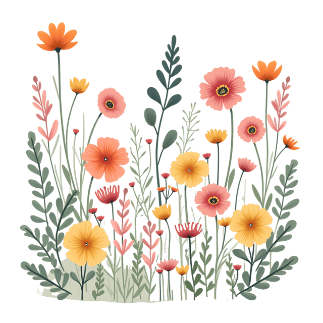Free transparent PNG: Wildflowers Watercolor Illustration with Pastel Tones and Vibrant Accents
