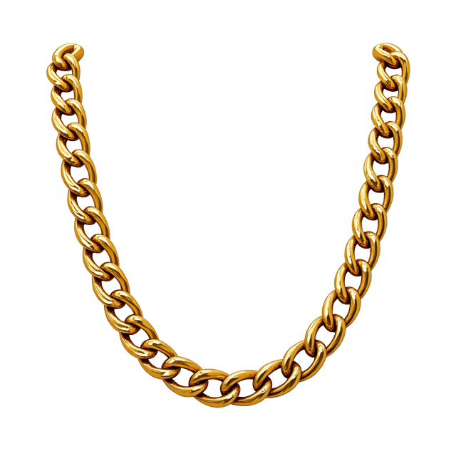 Free transparent PNG: Golden Chain Link Necklace with Symmetrical Gemstone Pendants - Elegant Jewelry Design