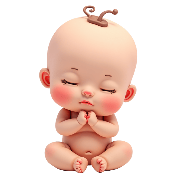 Free transparent PNG: Cute Baby Humanoid Illustration with Soft Pink Cheeks and Sleepy Expression on White Background