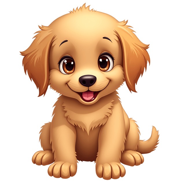 Free transparent PNG: Golden Retriever Puppy with Shiny Coat and Expressive Brown Eyes - Beautiful Clipart PNG