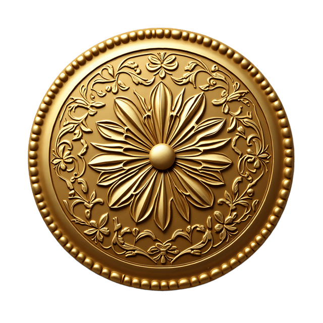 Free transparent PNG: Gold Button with Engraved Floral Pattern  Free PNG Download