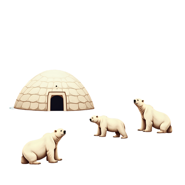 Free transparent PNG: Arctic Tundra with Igloos and Polar Bears PNG Transparent Background