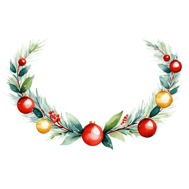 Free transparent PNG: Watercolor Christmas Garland PNG – Transparent Illustration for Holiday Decor & Crafts