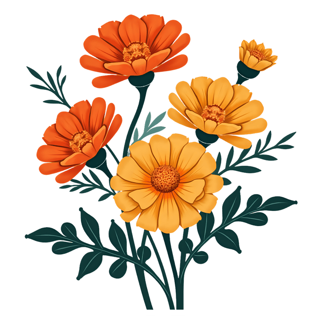 Free transparent PNG: Chrysanthemum and Marigold Flowers PNG Clipart  Perfect for Floral Design  Decor