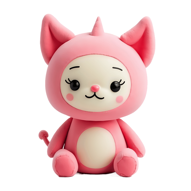 Free transparent PNG: Pink and White Monster Doll PNG with Gentle Expression and Fuzzy Ears for Cute Clipart
