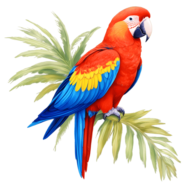 Free transparent PNG: Colorful Parrot PNG on Palm Tree Overlooking Ocean