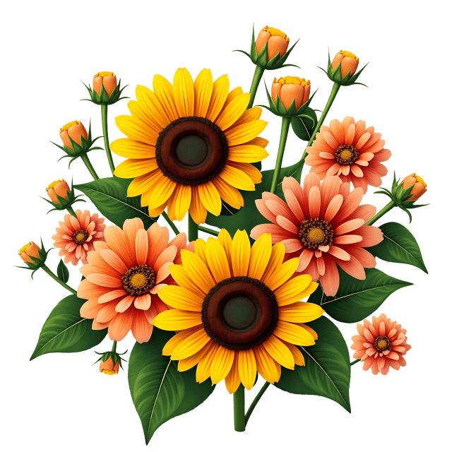 Free transparent PNG: Sunflowers and Zinnias  Garden Clipart, free transparent png download