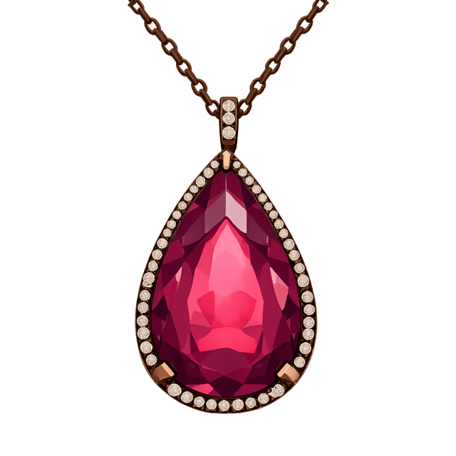 Free transparent PNG: Ruby Pendant with Diamond Halo - Watercolor Illustration