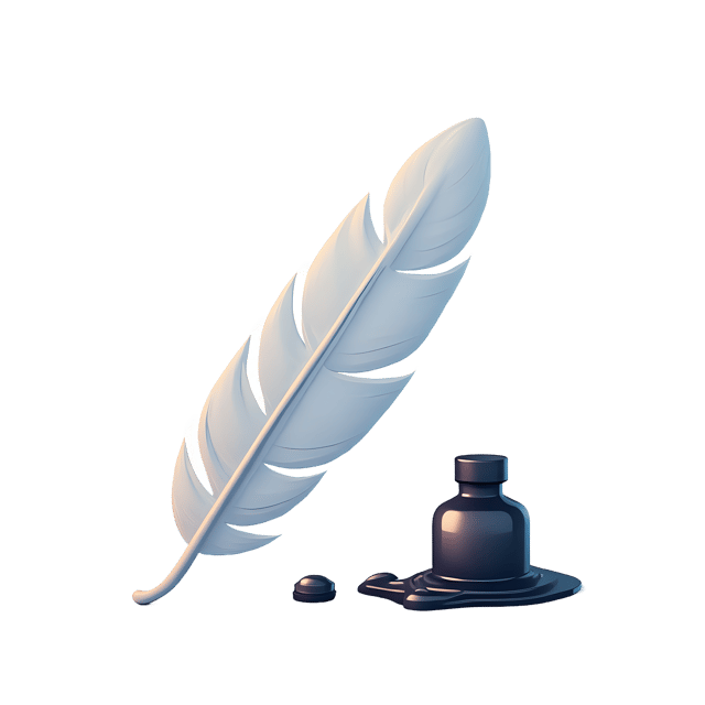 Free transparent PNG: Soft White Feather Near Ink Bottle  Artistic Clipart, free png download