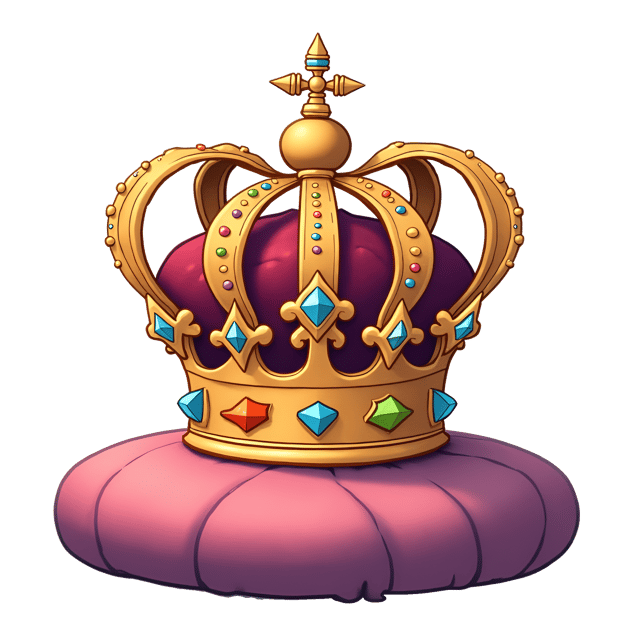 Free transparent PNG: Magnificent Diamond-Encrusted Crown Illustration in Whimsical Cartoon and Watercolor Style