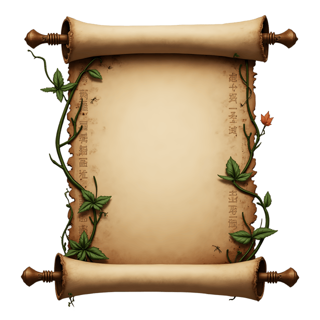 Free transparent PNG: Scroll with Vine Etchings and Faded Glyphs  Antique Style Clipart, free transparent png download