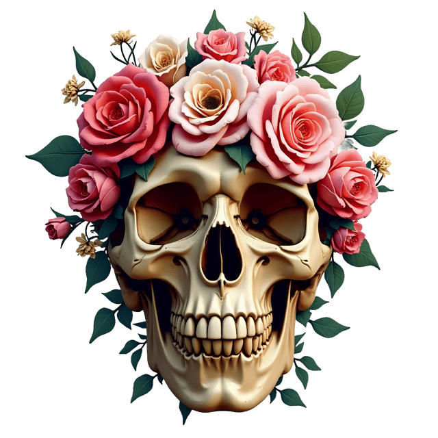 Free transparent PNG: Roses and Blooms Floral Skull PNG for Artistic Design Projects