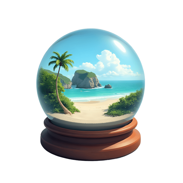 Free transparent PNG: Beach Scene in Snow Globe PNG Background