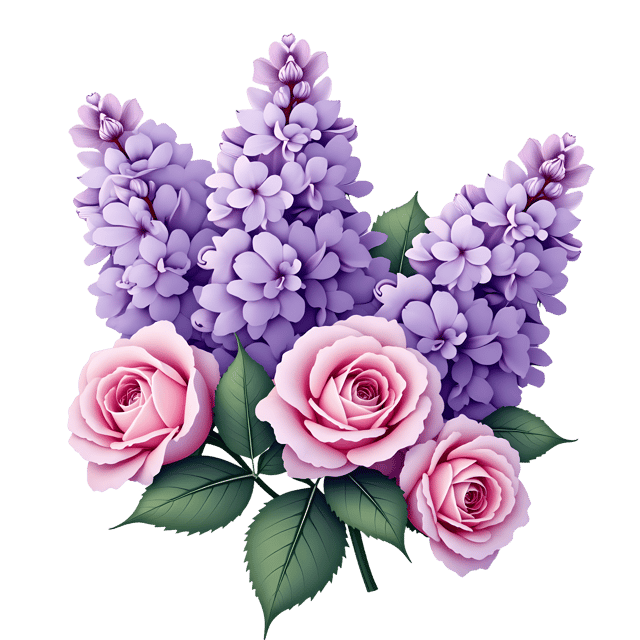 Free transparent PNG: Lilac, Rose, and Hydrangea PNG Clipart  Perfect for Floral Design  Crafts