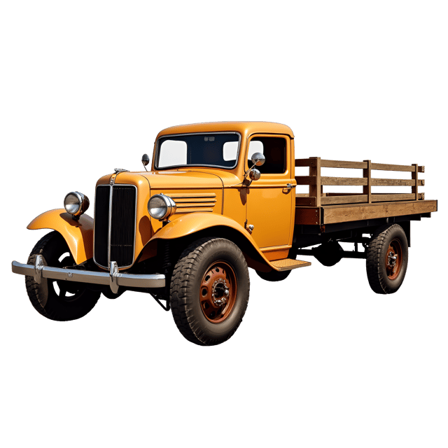 Free transparent PNG: 1940s Tan Dodge Pickup Truck Illustration with Wooden Bed and Vintage Tires