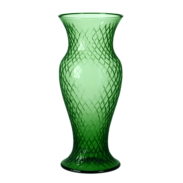 Free transparent PNG: Vintage Green Glass Vase with Geometric Patterns and Frosted Texture