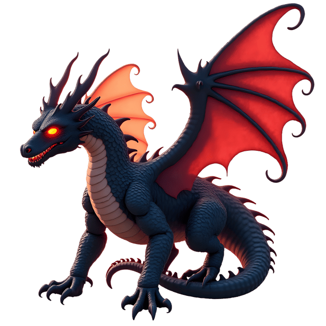 Free transparent PNG: Mystical Gothic Dragon PNG with Scaled Wings and Glowing Red Eyes