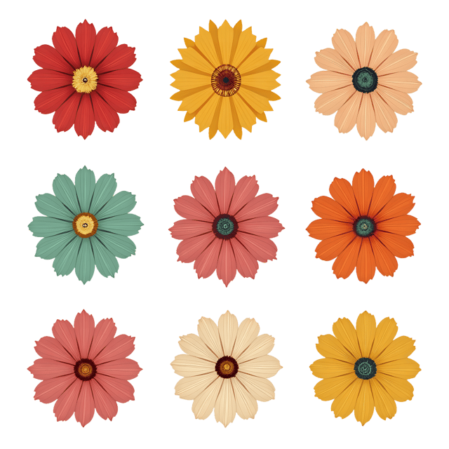 Free transparent PNG: Symmetrical Flower Designs with Petal Details PNG